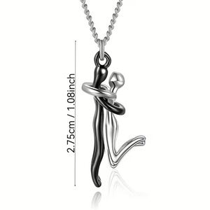 NEW! Elegant Silver and Black Hug Pendant Necklace. Couple Hug Necklace 💝 B0-34